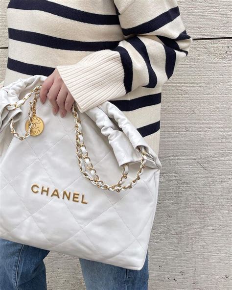 chanel tote black and white|chanel 22 bag white.